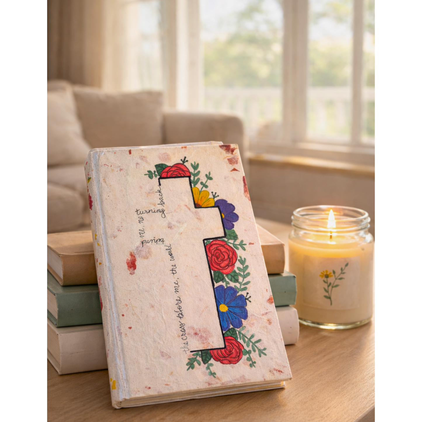 Hand drawn and painted NIV Bible - Wildflower Cross